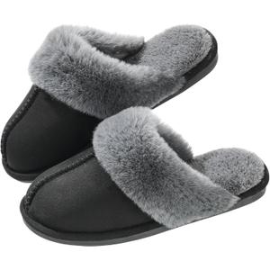 Parlovable Women's Memory Foam Slippers - Cloud-Like Comfort for Hard Floors, Ultra-Soft Machine Washable Indoor Outdoor House Shoes with Non-Slip Sole (5-6, Black)