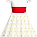 Zombies Dress for Girls Kids Daywalker Outfit Square Neck Dresses Party Halloween (110, Red)