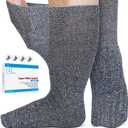 Bulinlulu Extra Width Diabetic Socks Men Women-4 Pairs Wide Edema Sock for Swollen Feet,Non Slip Cast Bariatric Socks 13-15 (Navy Blue)