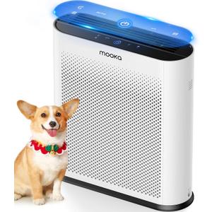 Air Purifiers for Home Large Room 1650ft with PM2.5 Air Quality Sensor, MOOKA H13 HEPA Filter Air purifier for Pets Smoke Dust Pollen Dander Odor, Air Cleaner with Auto/Sleep Mode for Bedroom, White