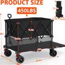 400L Large Double Decker Wagon Collapsible, 450lbs Beach Wagons Carts Foldable Heavy Duty, 55" Extended Utility Folding Cart for Camping, Garden, Sports, Grocery, Shopping
