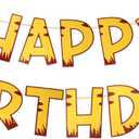 Cartoon Yellow and Brown Birthday Banner, Pre-Strung Animation Themed Party Decorations Adjustable Happy Birthday Banner for Wall Window Hanging Decor
