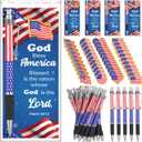 80 Pcs 4th of July Gift Bulk American Flag Ballpoint Pens USA Flag Lapel Pins and Patriotic Bookmarks Memorial Day Gifts for Veterans Souvenirs Independence Day Party Supplies