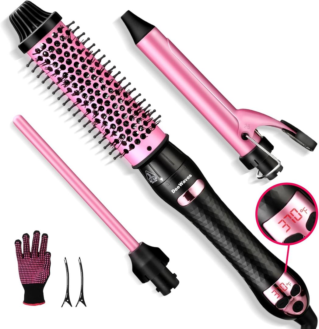 Upgraded Thermal Brush 1.5 Inch for Travel, Heated Round Brush for Blowout Look, Dual Voltage, LED Display, 7 Temp Setting, Detachable Heated, Tourmaline Ceramic