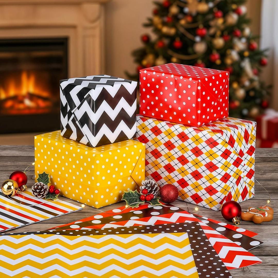 AmazingSpark 12 Sheets Christmas Wrapping Paper 20x27inch Cartoon Mouse Gift Wrapping Folded Red Black Yellow Christmas Tissue Papers for All Occasions Birthday Holiday Xmas Party Gift Decoration