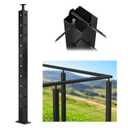 Muzata Black Corner Cable Railing Post 36 Inch 36"x2"x2" T-drilled One-Post Corner Solution Surface Mount Stainless Steel Cable Railing System Kit Indoor Outdoor with Paper User Guide PS01 B34S