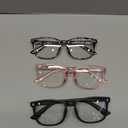 Gaoye Stylish Blue Light Glasses for Woman - Computer Glasses 99% Blue Light Blocking - Lightweight TR90 Frames - 3 pack (A7-matte Black+leopard+pink)