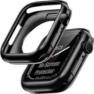 [2 Pack] Goton Bumper Case for Apple Watch 40mm, [No Screen Protector] Slim Soft Shockproof Case Cover Bumper Protector Accessories for iWatch SE 3/SE 2/SE, Series 6/5/4, 40mm Black+Black