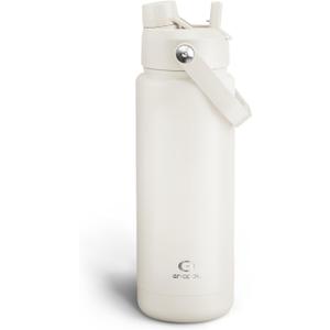 ENCOOL Insulated Water Bottle with Straw Stainless Steel Water Bottle, Leak-Proof, BPA-Free, Double Wall Vacuum Keeps Cold for 24 Hours for Sports, Travel, School (32 oz, Cream Moon)