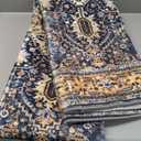 KOZYFLY Boho Area Rug 3x5 Ft Rugs for Entryway Washable Entry Rug Non Slip Door Mat Indoor Entrance Gold Navy Printed Faux Wool Vintage Kitchen Rug Throw Rugs for Entrance Kitchen Living Room