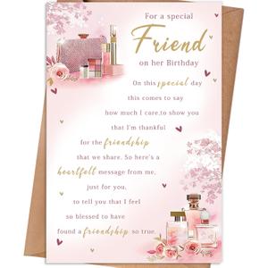 3 x Birthday Card Gifts for Best Friend Woman Her, 8×5.3 inches