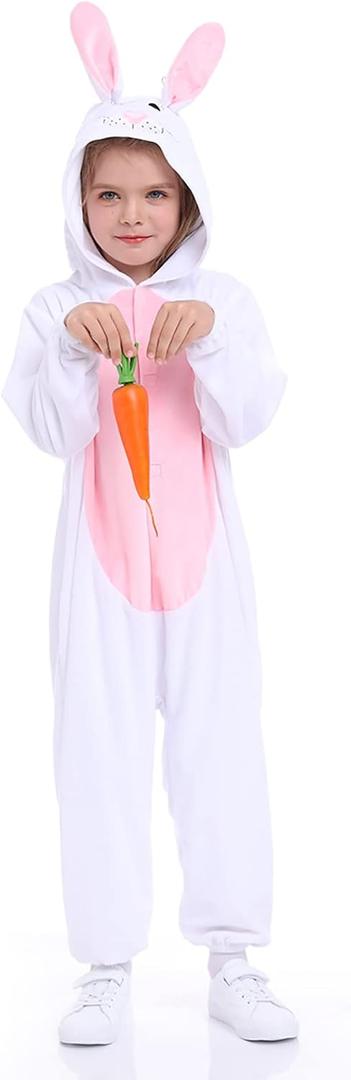 Unisex Animal Costume KidsPlush Hooded Animals Pajamas ChildHalloween Carnival Animal Kid Jumpsuit Boys & Girls (XX-Large, Bunny)