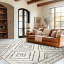 Area Rug 5x7 Rug Machine Washable Non-Slip Low Pile Print Pattern Western Rug for Living Room Bedroom Entryway-Navywhite/Black