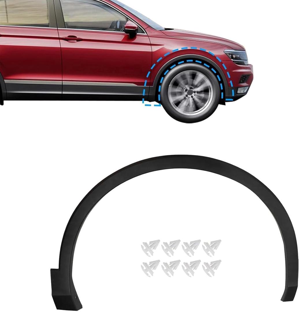 Front Right Fender Trim Compatible with Volkswagen Tiguan 2018-2023 2.0L l4 Replace# 5NN854732A9B9 VW1291109 Front Passenger Side Wheel Fender Flares Opening Arch Trim