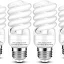 E26 CFL Light Bulbs 13Watt, T2 Spiral Soft White 2700K 900lm E26 Medium Base Compact Fluorescent Light Bulbs, UL Approved, 120v 60Hz, Self Ballasted CFL Bulbs (60Watt Equivalent), Pack of 4