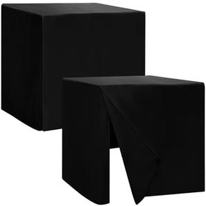 HolidayIdeas 1 Pack Square Fitted Table Covers - 34 x 34 Inch - Fabric Table Clothes Versatile Tablevloths for Parties, Holiday Dinner, Trade Show, Vendor Stand (Black)