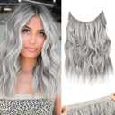 REECHO Invisible Wire Hair Extensions with Thinner Softer Lace Weft (Silver Grey, 12 Inch (Pack of 1))