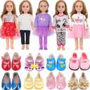 MSYO 18-Inch Doll Clothes & Accessories Kit: 4 Pre-Styled Outfit Sets + 2 Pairs of Shoes - Fashion Dress-Up Play Set for Dolls, Gift for Girls Ages 3-10