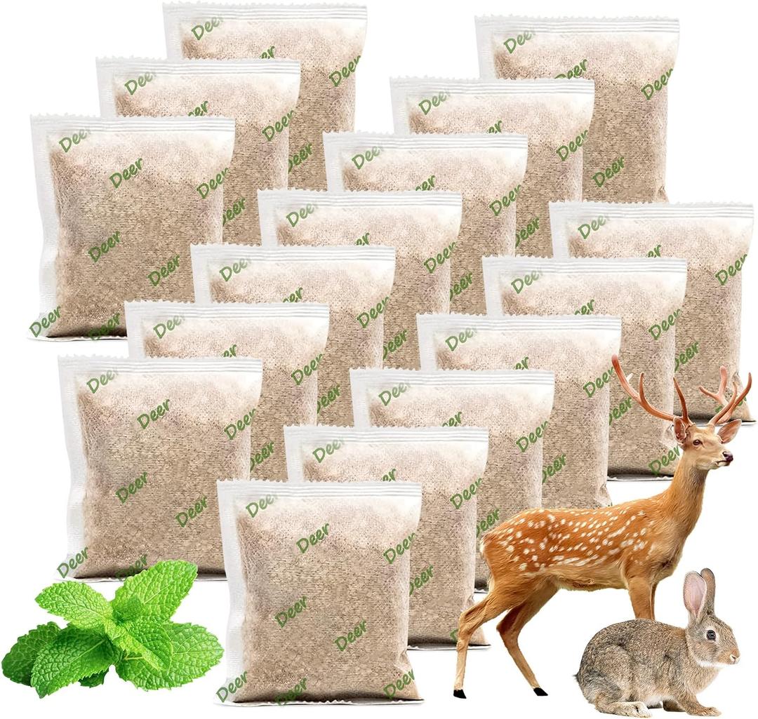 16 Pack Natural Deer Repellent Pouches, Peppermint Deer Repellent Keep Deers Out from Outdoor Tree Yard Attic Garden House, Long-Lasting Protection, Safe for Dogs and Children