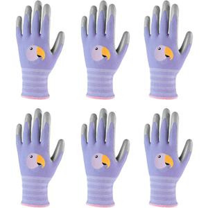ANDANDA Kids Gardening Gloves, Nitrile Coated Children Yard Work Gloves with Grip, Suitable for Toddlers, Children, Girl, Boy (6XL(Age9-12), Purple)