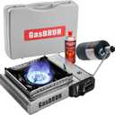 Propane or Butane Stove with Windblocker, Dual Fuel 10,000 BTU Stainess Steel Propane Stove for Camping(TANK not included)