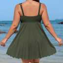 Charmo Women Plus Size Swim Dress Scalloped Square Neck One Piece Swimsuit Tummy Control Bathing Suit Rushed Swim Suits 2026 (2X, Green)