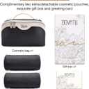 BOYATU Travel Makeup Bag Organizer Cosmetic Bag: 3 Pcs Set Make up Bags for Women with Handle - Waterproof Vegan Leather Toiletry Bags Travel Essentials Pouch with Compartments (A-01-Black)