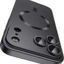 Magnetic for iPhone 17 Pro Case [Compatible with MagSafe][Built-in Camera Lens Protector] Slim Thin Soft Silicone Bumper Shockproof Metallic Luster Phone Case (Black)