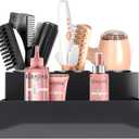 Levitural Premium Acrylic Hair Tool Accessories Organizer Stand  Portable Hair Dryer, Brush, Straightener, Curling Iron Holder Countertop and Storage for Bathroom Vanity Cabinet (black)