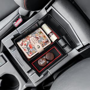 RUNROAD Center Console Organizer Tray Compatible with Subaru Forester 2025 Premium Sport Limited Touring Accessories, Insert Armrest Organizer Middle Console Tray Secondary Storage Box, Red