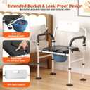 Heavy Duty Bedside Commode Chair with Adjustable Height and Width, Raised Toilet Seat with Arms Handles and Back Support for Elderly, Portable Bedside Toilet with Bucket (Width 20.4-22.44")