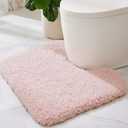 Pink Toilet Rugs U Shaped 22" × 24" Non Slip & Super Absorbent Extra Thick Soft, Washable Bath Mats for Bathroom Floor, Microfiber Plush Shaggy Contour Bath Rugs for Toilet,Dry Quick 2 Pcs