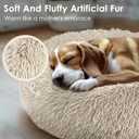Hoewina Dog & Cat Bed, 20in Cat Beds for Indoor Cats, Calming Donut Bed for Puppy and Kitten, Washable Round Fluffy Pet Bed for Small Medium Dogs and Cats (Light Brown)