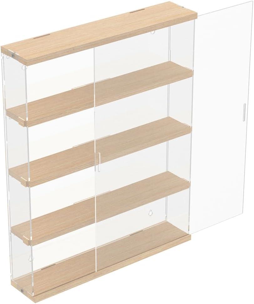 DuvinDD Acrylic Display Case for Collectibles Wall Mounted Clear Figure Display Case with Sliding Door, Dustproof Trinket Shelf for Miniature Hot Wheels for Home Bedroom Decor(15.3x3.3x19.7inch)