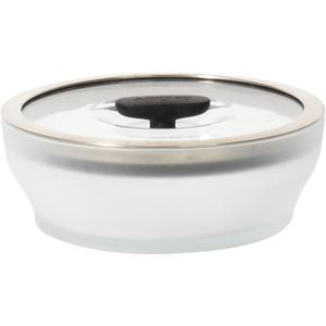 Anyday 4-Cup Microwave Cookware & Glass Container with Glass Lid, Plastic-Free Shallow Food Storage | Stackable Airtight Steamer with Vented Lid for Microwave-Safe Reheating, Steaming Vegetables (Frosted - Black Sesame)