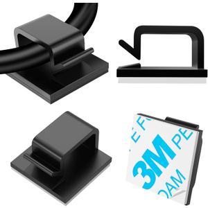 120 PCS Cable Clips, Adhesive Cord Clips for Wires on Wall, Strong Wire Clips Holders Cord Organizer for Cable Management, Christmas Lights, USB, Phone Charger, Cat 6, Car Dash Cam (Large, Black)