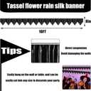 6p Banner Metallic Foil Fringe Wall Hanging Tinsel Fringe Banners backdrop for Parade Floats Garland Wedding Parties Graduation Class Birthday Retirement Anniversary Party Decorations(Black)