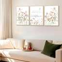 3Pcs Watercolor Flowers Nursery Wall Art Florals Botanical Sentence Picture Wall Decor Pink Wildflowers Poster Print Artwork for Girl Nursery Office Bedroom Livingroom Inspirational Wall Decoration