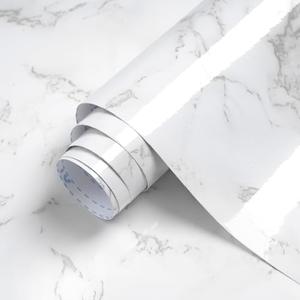 Dimoon 11.8''x78.7'' Marble Peel and Stick Wallpaper White Granite Contact Paper for Countertops Waterproof Kitchen New Environmentally Friendly Materials Thickening Upgrade Renter Friendly Vinyl Wrap, Pack 3