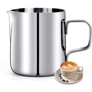 HULISEN Milk Frothing Pitcher, 6.8oz/200ml Stainless Steel Milk Frother Cup, Small Steaming Pitcher for Espresso Machine, Latte Art Pour Cup