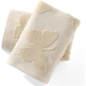 sense gnosis Beige Hand Towel Set of 2 Super Soft 100% Cotton Jacquard Weave Full Embossed Velvet Butterfly Pattern Highly Absorbent Decorative Hand Towels for Bathroom Spa 13x 29 Inch