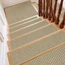 SMILOOL Non Slip Stair Landing Rug for Wooden Steps Indoor, Stair Landing Mat Square 31" x 31" Landing Rugs for Wood Stairs, Carpet Stair Treads Matching Mats, Cream Beige
