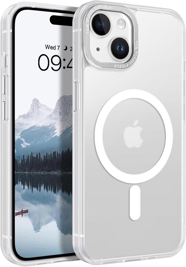 BENTOBEN for iPhone 15 Case, for iPhone15 Phone Case Compatible with MagSafe, Translucent Matte Magnetic Cover Shockproof Women Girl Protective Cute Case for iPhone 15 6.1", White