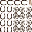 24 Pcs Western Theme Party Decorations，KSKSPE Birthday Table Centerpieces Mini Horseshoes Wagon Wheel Horse Rodeo Decor for Crafts Wedding Party Favor, Wild West Cowboy Western Party Decor