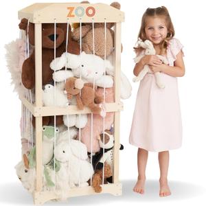 Wooden Stuffed Animal Storage for Kids  Large Toy Storage Organizer & Holder for Your Kids Playroom or Nursery  Easy to Assemble Stuffed Animal Zoo that Keeps Plush Friends Ready for Snuggles