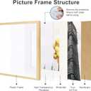 12x12 Picture Frame Set of 9, Display Pictures 8x8 with Mat or 12x12 without Mat, Multi Collage Gallery Square Photo Frames for Wall or Tabletop, Natural Wood