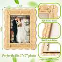 CroBlissful 3 Pcs Scalloped Wicker Weave Rattan Photo Frame for Picture Handmade Rattan Photo Frames Wall Decor Boho Farmhouse Style Tabletop Display Decorative Home Bookshelf (5 x 7,Neutral)