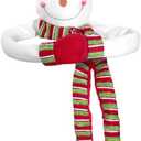 SAFIGLE Snowman Christmas Tree Topper 36 Inch Plush Snowman Head with Knitted Scarf Soft Cotton Padding Holiday Tree Decoration for Winter Home Party (White)