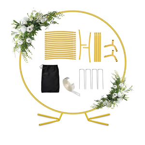 7.2FT Round Balloon Arch Stand,Gold Arch Backdrop Stand for Parties，Metal Circle Wedding Arch Heavy Duty for Ceremony Birthday Party Anniversary Bridal Graduation Decoration