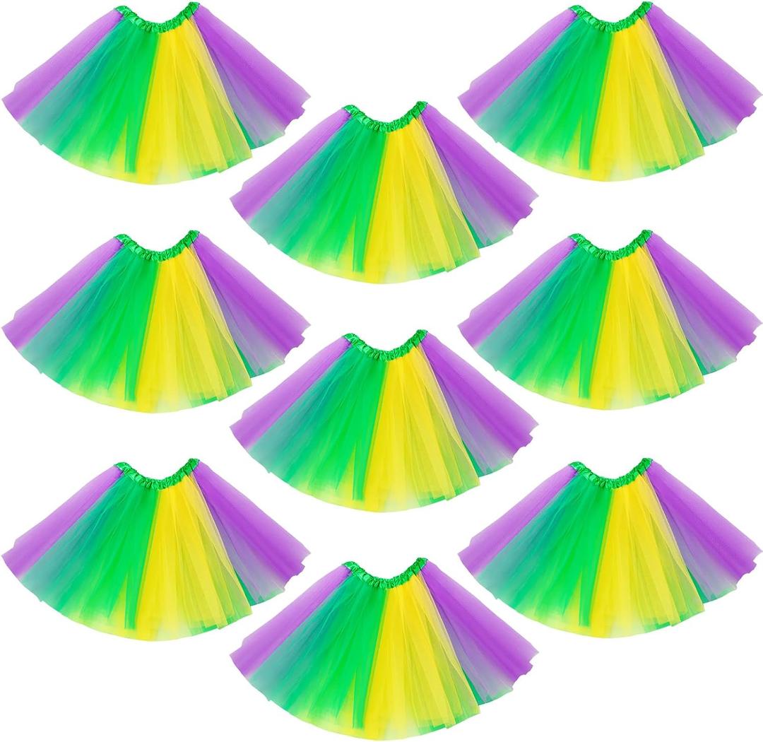 Shihanee 9 Pcs Tutu Skirt Adult Rainbow Tutus Running Women Skirt Elastic Carnival Dance Costumes for Party